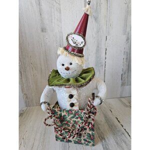 Bethany Lowe Snowman Jack in the box RARE vintage candy cane jester Xmas vintage